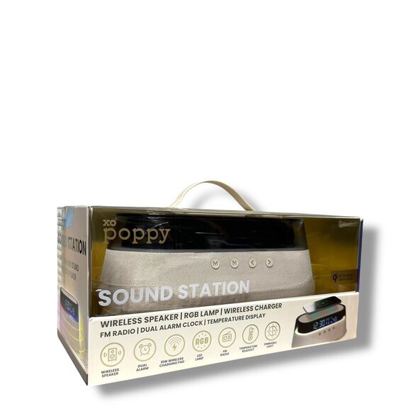 Sound Station Digital Alarm Clock Wireless Speaker Charging Pad RGB LED Lamp NEW - Picture 3 of 9